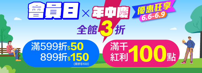 會員日來啦！限時 4 天優惠狂享滿千紅利 100 點，馬上行動！